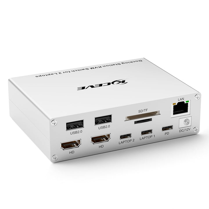 15-in-1 USB C Docking Station KVM Switch 2 Laptops 2 Monitore 4K@60Hz, USB3.0 KVM Switch 2 PC 2 Moni
