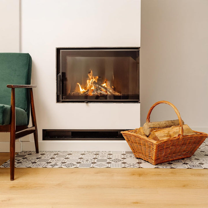 Creative Home Grosser Kaminholzkorb Weide Holzkorb für Kaminholz | 50 x 40 x 37 cm | Brennholzkorb F