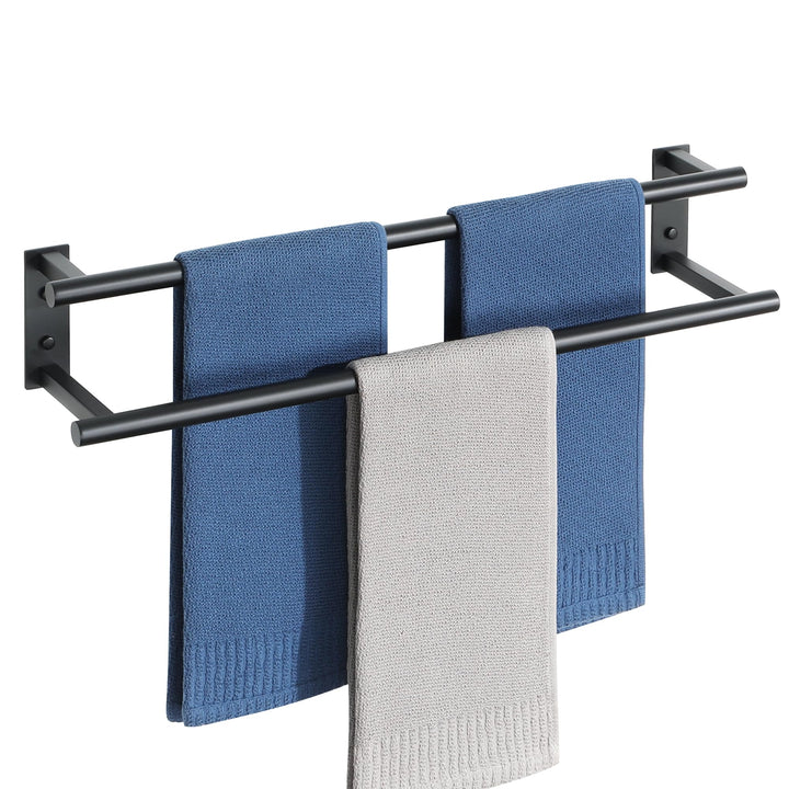 Gebürstet Handtuchhalter Wand, 60 cm Doppelter Handtuchständer, Handtuchhalter Schwarz aus Edelstahl