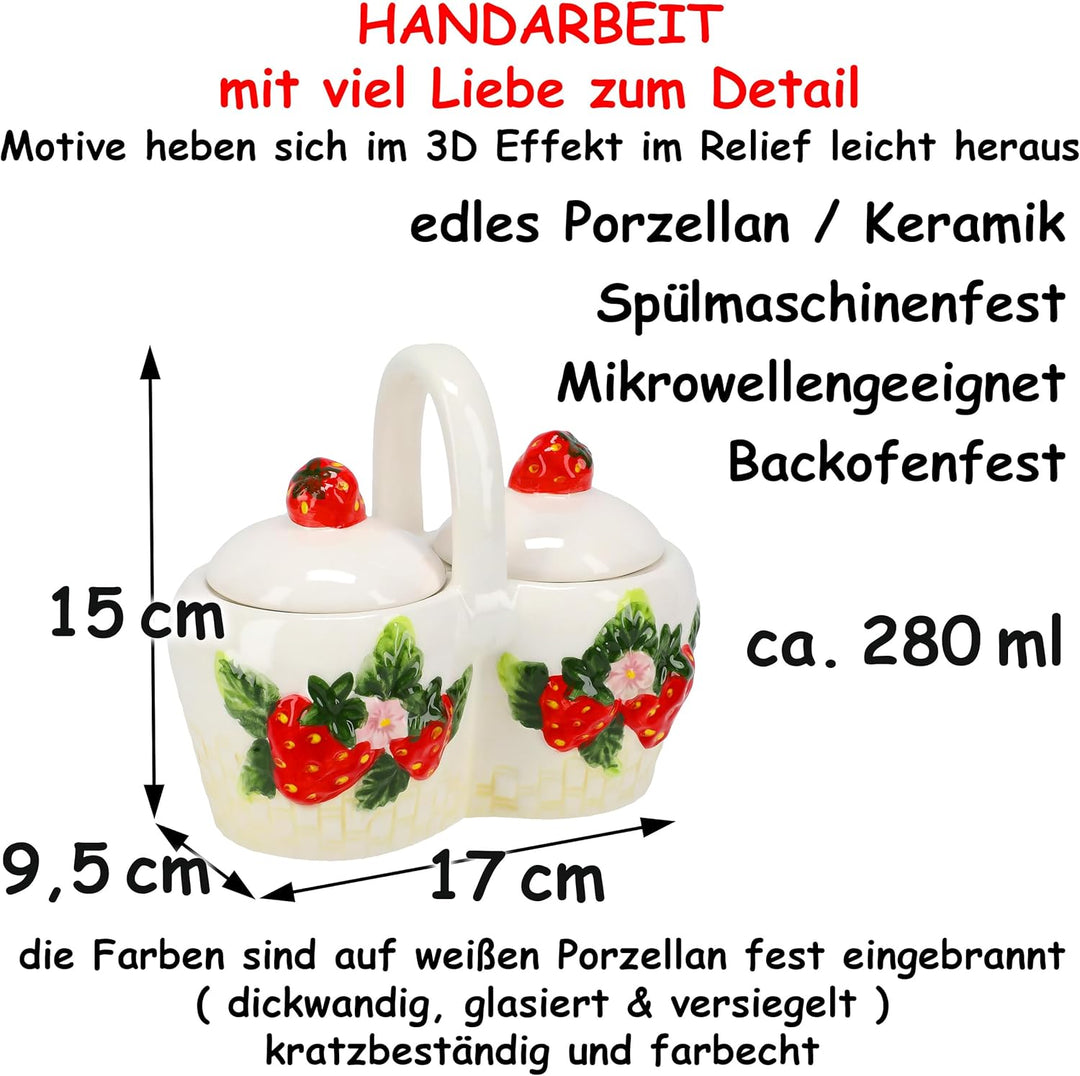 alles-meine.de GmbH Geschirr - Erdbeere - Artikel frei wählbar - XL Frühstücksset 3D Effekt - inkl.