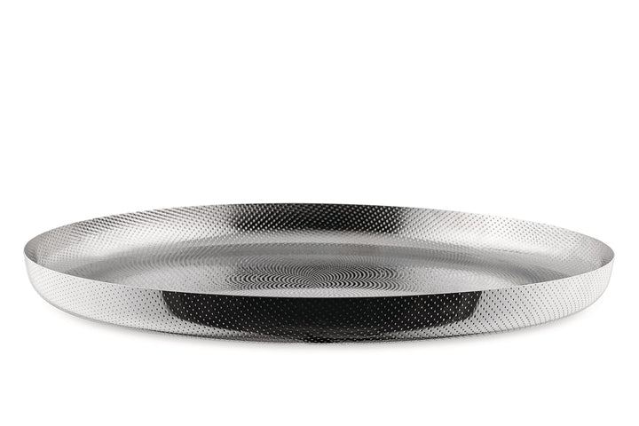 Alessi Extra Ordinary Texture JM14/35 T - Rundes Tablett im Minimalistischen Design aus Edelstahl 18