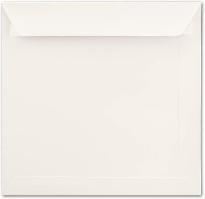 NEUSER PAPIER 50 quadratische Briefumschläge 22 x 22 cm - Creme - 120 Gramm pro m² - Für ganz besond