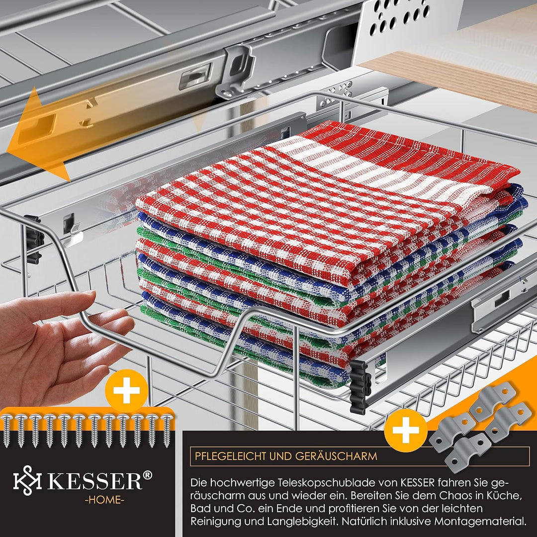 KESSER® Teleskopschublade 50 cm ✓ Küchenschublade ✓ Küchenschrank ✓ Korbauszug ✓ Schrankauszug ✓ Vol