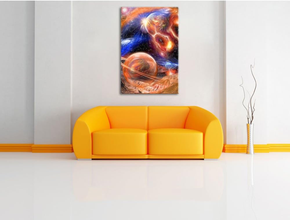 Pixxprint Raum Landschaft / 100x70cm Leinwandbild bespannt auf Holzrahmen/Wandbild Kunstdruck Dekora