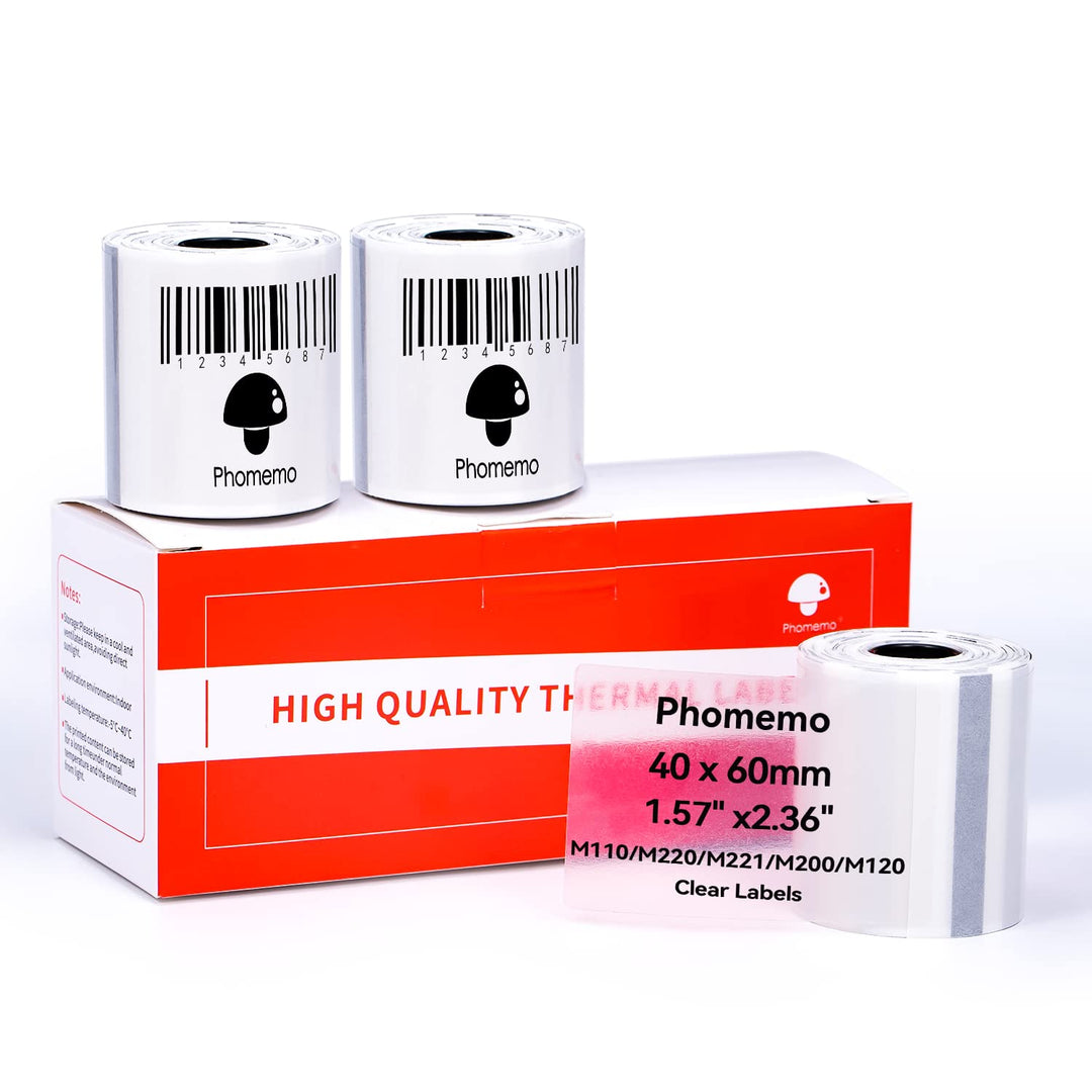 Phomemo M110/M200/M220/M221 Rechteckige Transparente Selbstklebeetiketten für Phomemo M110/M200/M220