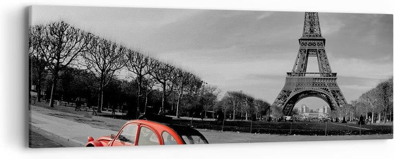 Panorama Bilder auf Leinwand Auto Eiffle Kultur Architektur Leinwandbild 90x30cm Wandbilder Dekorati