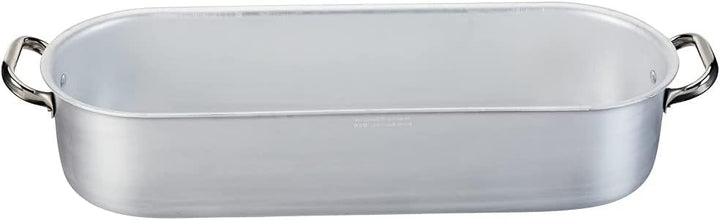Töpfe Agnelli Pesciera mit Grill und Deckel, Aluminium, 2 Griffen aus Edelstahl, Silber, 50x15 cm, 5