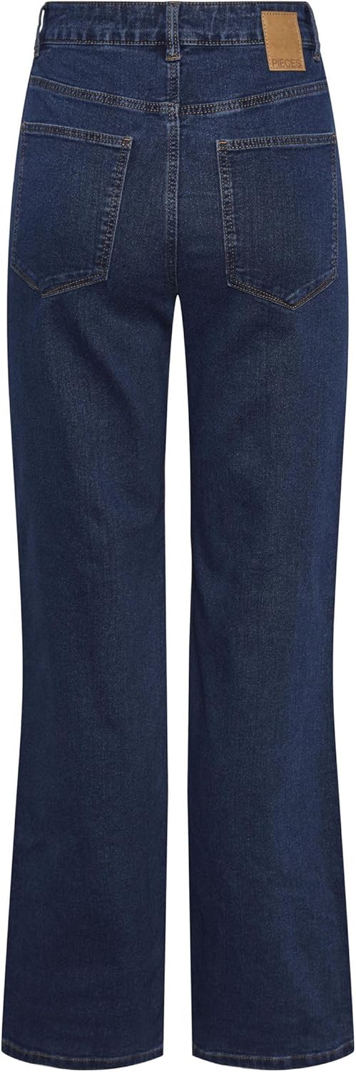 NAME IT Damen Pcpeggy Hw Wide Pant Db Noos Bc XS Dark Blue Denim, XS Dark Blue Denim