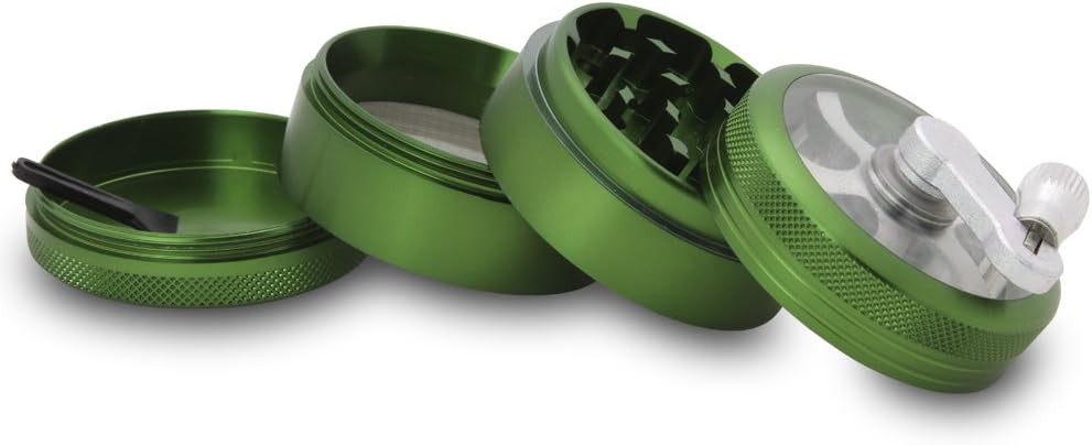 DCOU Handkurbel Premium Mühle unzerbrechlich CNC Aluminium Metall Mahler Schleifer 4 Teile Ø55mm Grü