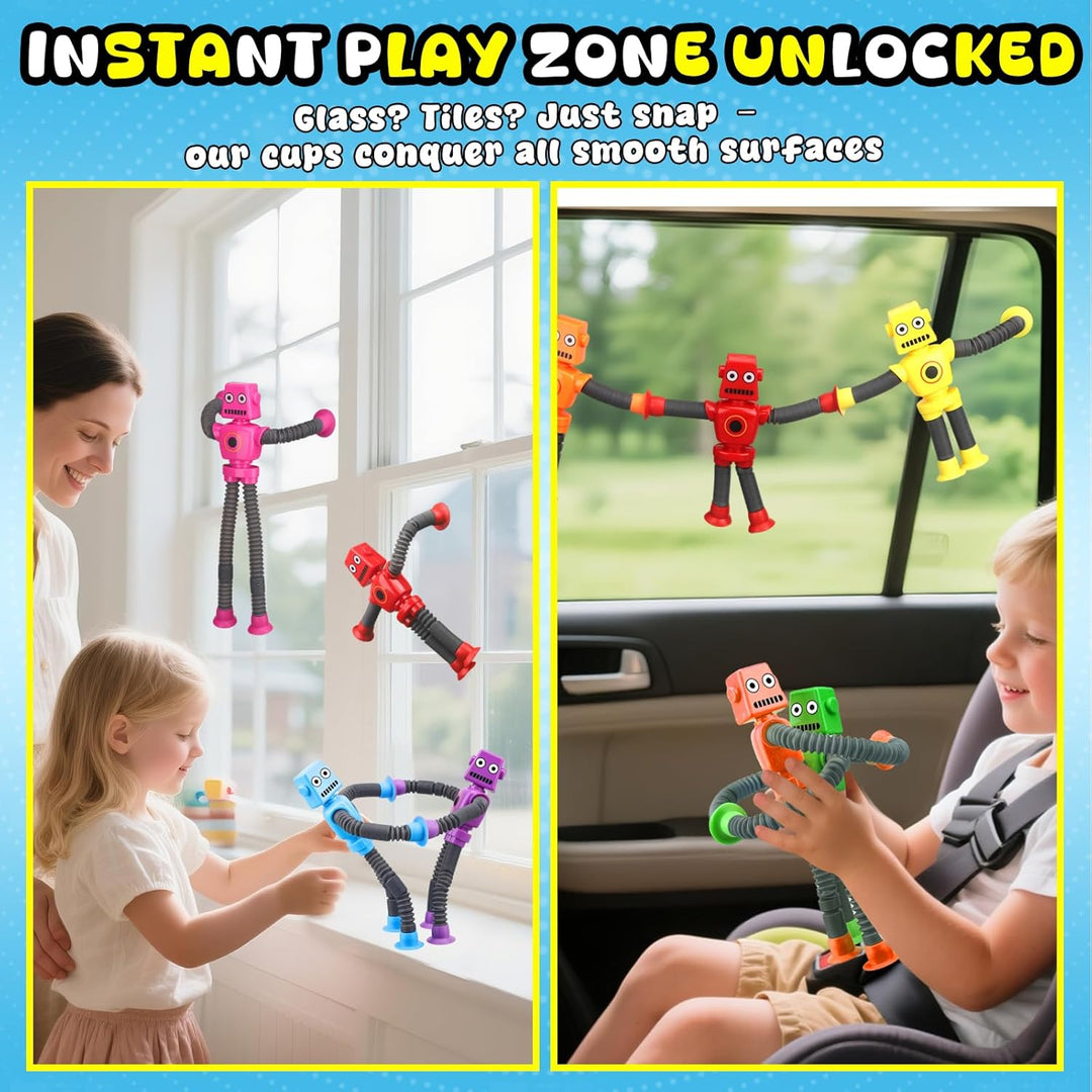 10 Stück verwandelbare Fidget Spinner Roboter - Saugnapf-Pop Tubes Sinnespielzeug, DIY-Kettenkreisel