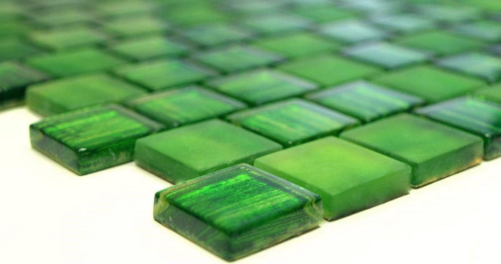 Mosaik Fliese Glasmosaik Crystal Milchglas grün klar gefrostet matt für WAND BAD DUSCHE KÜCHE FLIESE