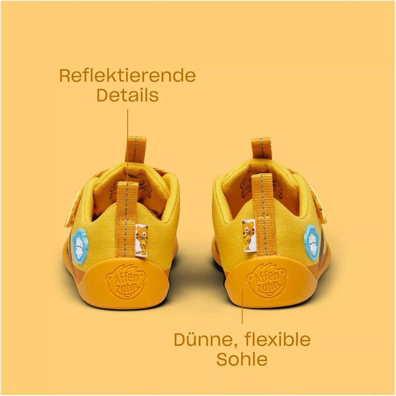 Affenzahn Barfussschuh Baumwolle Lucky Klettverschluss Vegan rutschfest Flexibel Reflektierend für