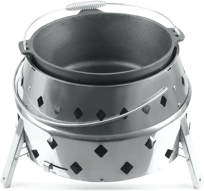 BBQ-Toro Edelstahl Dutch Oven Grill"DOKING" | Faltbarer Grill Ø 34 cm | 3-in-1 Faltgrill für Dutch O