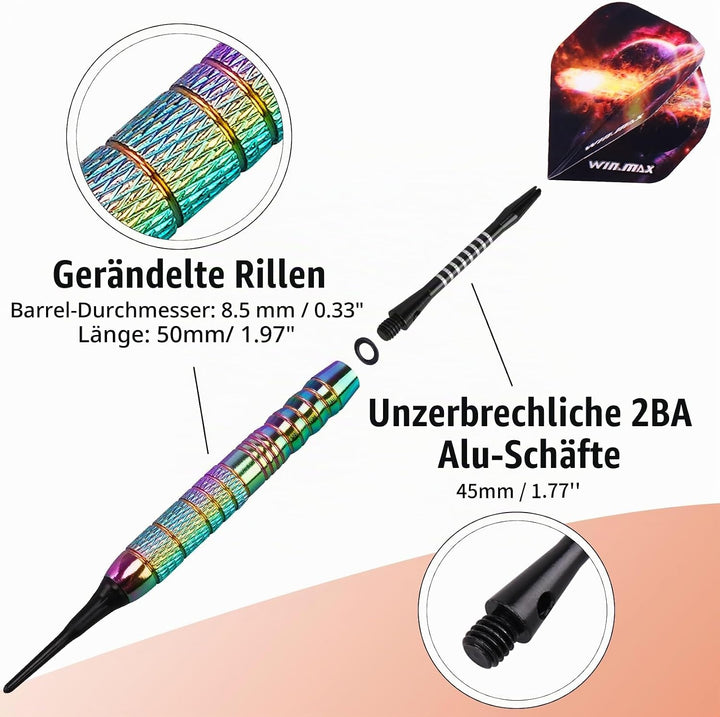 WIN.MAX Dartpfeile mit kunststoffspitze für elektronische dartscheibe 12 Stück Soft Darts Pfeile Set