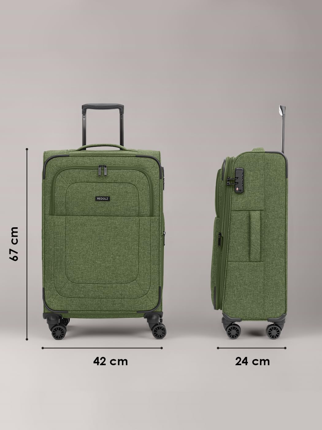 REDOLZ MEDIUM Weichschalen Koffer für Männer & Frauen | Leichter Trolley 67 cm mit 4 Doppelrollen &