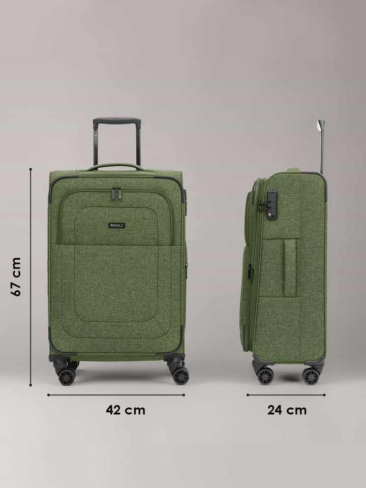 REDOLZ MEDIUM Weichschalen Koffer für Männer & Frauen | Leichter Trolley 67 cm mit 4 Doppelrollen &