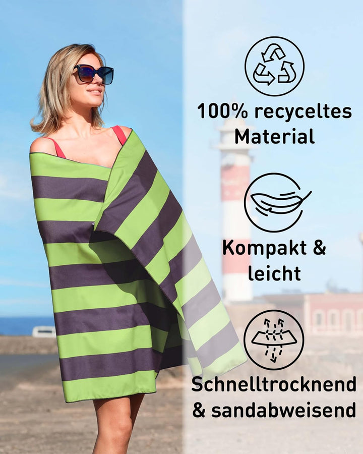 Fit-Flip Strandtuch XXL aus Mikrofaser - leicht und schnelltrocknend - 100% recyceltes Strandhandtuc