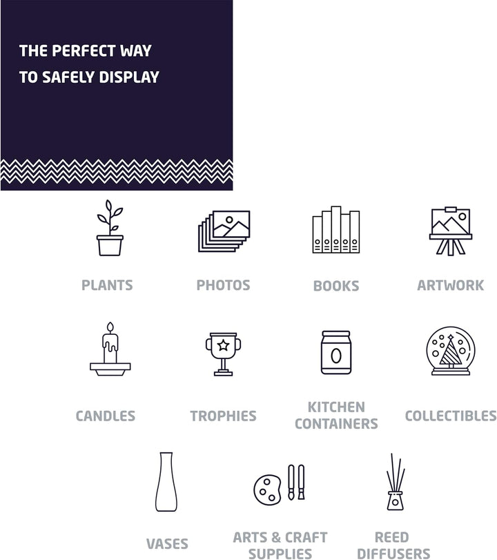 HIGH & MIGHTY 515610 Dekoratives 61 cm Schweberegal hält bis zu 9,1 kg, einfache werkzeuglose Trocke