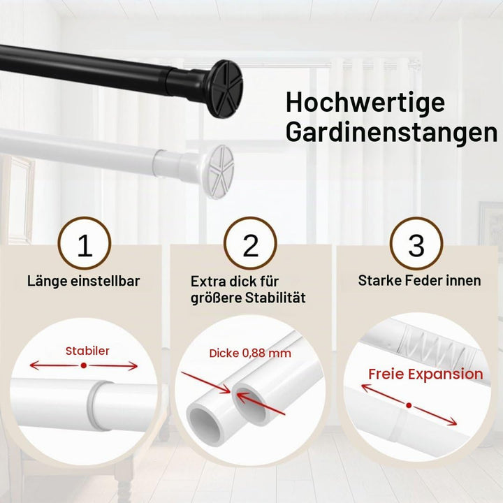 Venwemong Vorhangstange Ohne Bohren Ausziehbare Teleskopstange Verstellbare Duschvorhang-Spannstange