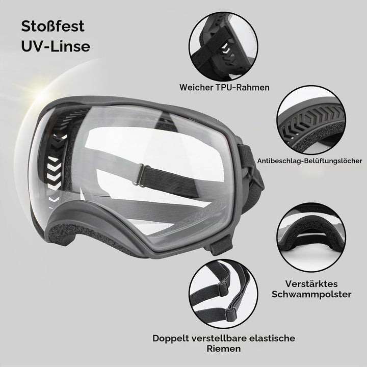 PETLESO Hundebrille Winddichte Hunde Sonnenbrille Hund Schutzbrille mit Verstellbare Band Geeignet f