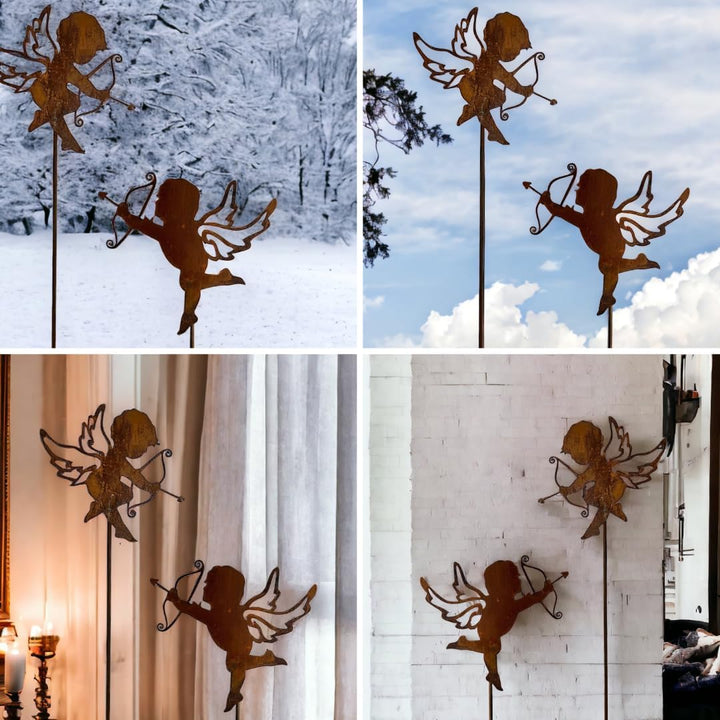 Terma Stahldesign XXL Set 120 cm Rost Weihnachtsengel Made in Germany Gartenstecker Outdoor rost dek