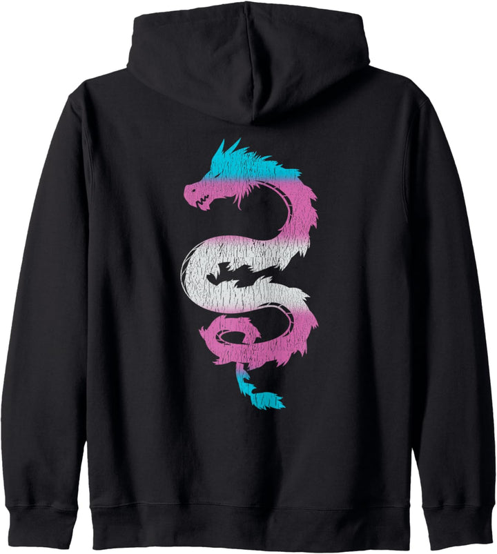 Transgender japanischer Drache Trans Pride auf dem Rücken Kapuzenjacke