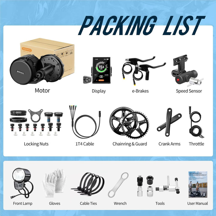 BAFANG Mittelmotor mit Akku 36V/48V 250W/500W/750W/1000W, BBS01B BBS02B BBS HD Mittelmotor Kits Ebik