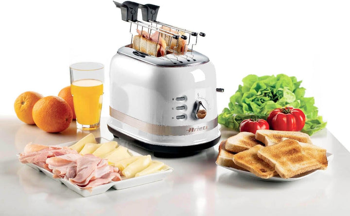 Ariete 149/01 Moderner 2-Scheiben-Toaster mit Zange, automatischer Auswurf, Krümelschublade, Auftau-