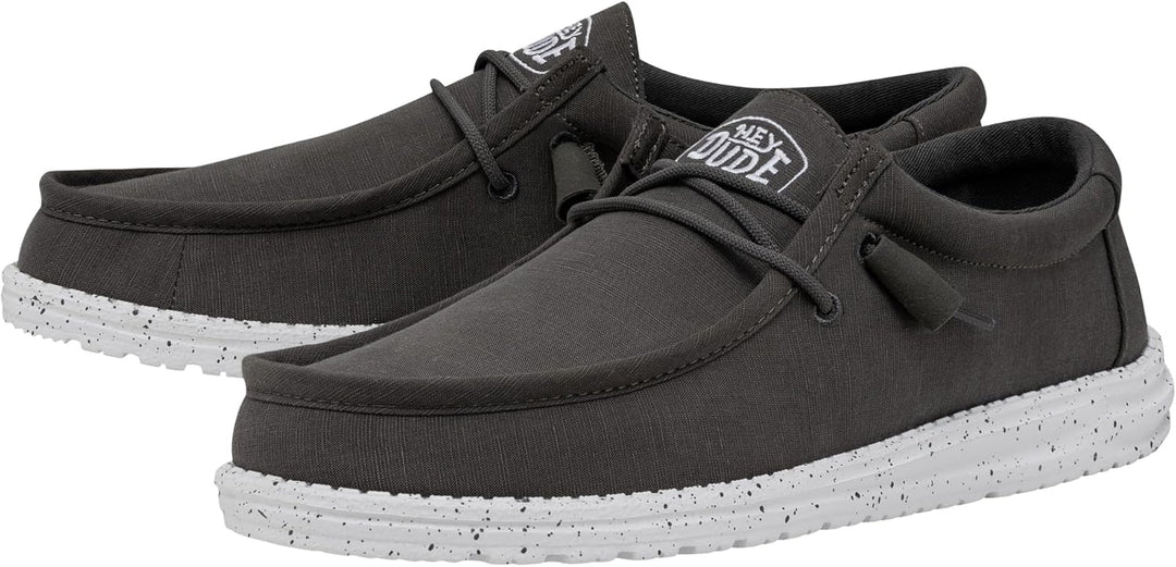 Hey Dude Herren Wally Slub Canvas Moc Toe Shoes 40 EU Dunkelgrau, 40 EU Dunkelgrau