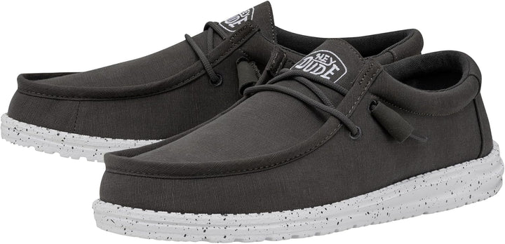 Hey Dude Herren Wally Slub Canvas Moc Toe Shoes 40 EU Dunkelgrau, 40 EU Dunkelgrau