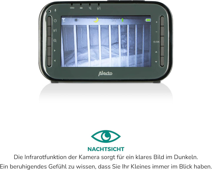 Alecto DVM200MBK Funk Babyphone steuerbarer Kamera - 100% störungsfreie Babyfon - Indoor Baby Monito