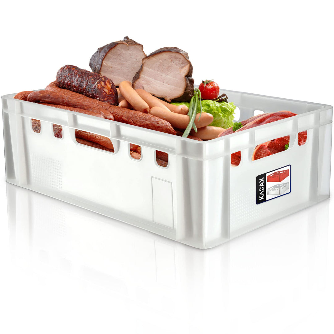KADAX Fleischbox aus Kunststoff HDPE, Metzgerkiste 60 x 40 cm, E2 Fleischkiste mit bequemen Griffen,