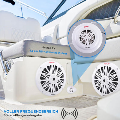 Pyle PLMR6KW Marine-Lautsprechersystem, wetterfest, Dual 2-Wege 16,5 cm (6,5 Zoll) Stereo-Sound-Laut