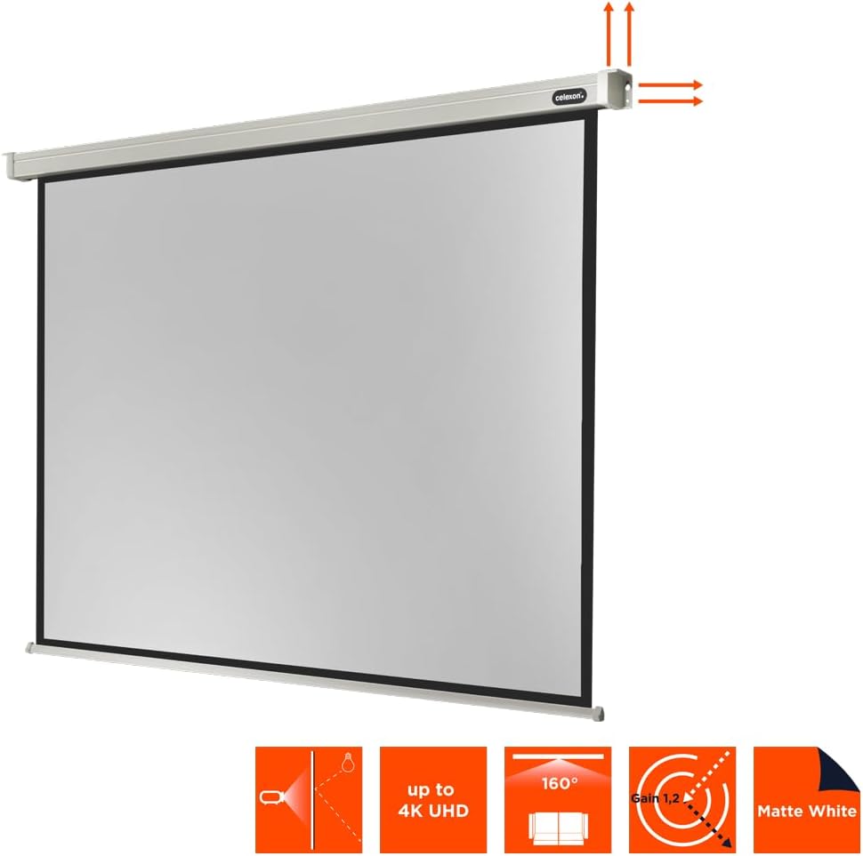 celexon Professional Motor-Leinwand 85" | 180x135 cm 4:3 | elektrische 4K,Full-HD Beamer-Leinwand fü