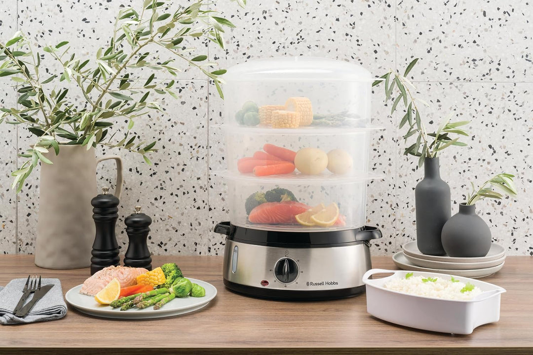 Russell Hobbs Dampfgarer [normale Grösse] 9,0l (60 Minuten Timer + Abschaltautomatik, 3 spülmaschine