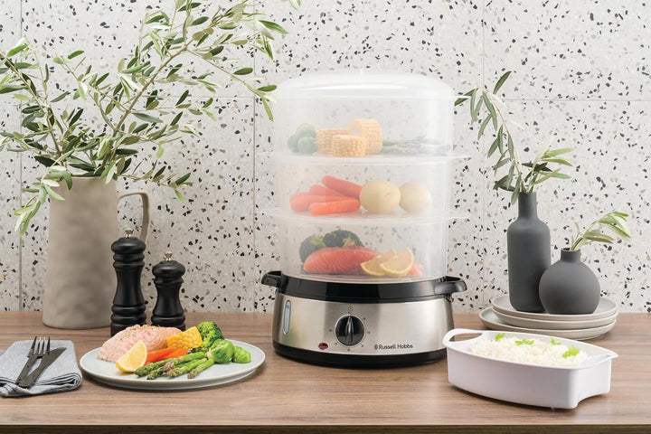 Russell Hobbs Dampfgarer [normale Grösse] 9,0l (60 Minuten Timer + Abschaltautomatik, 3 spülmaschine