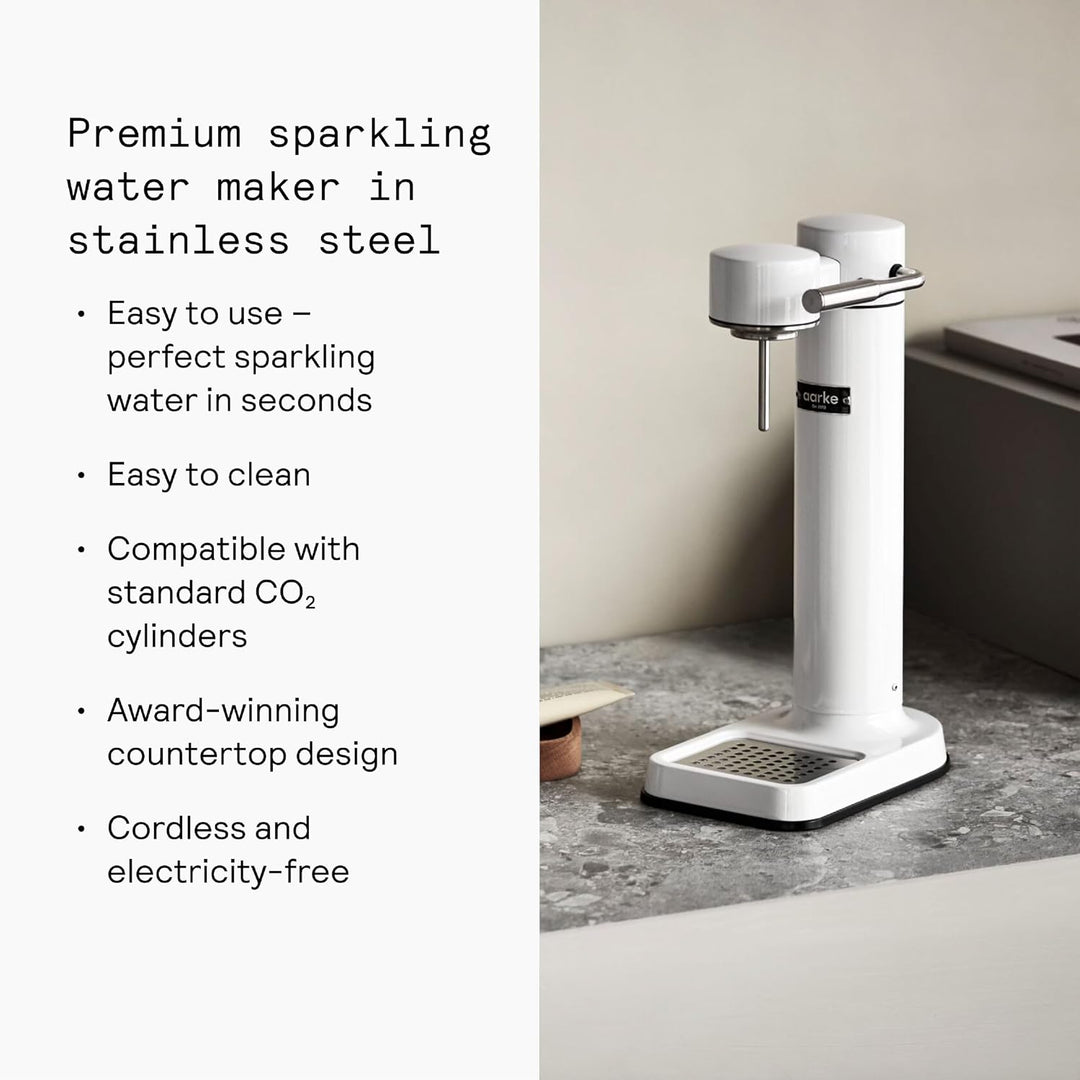 Aarke Carbonator 3, Wassersprudler aus Edelstahl mit BPA-frei Flasche, Weiss Finish