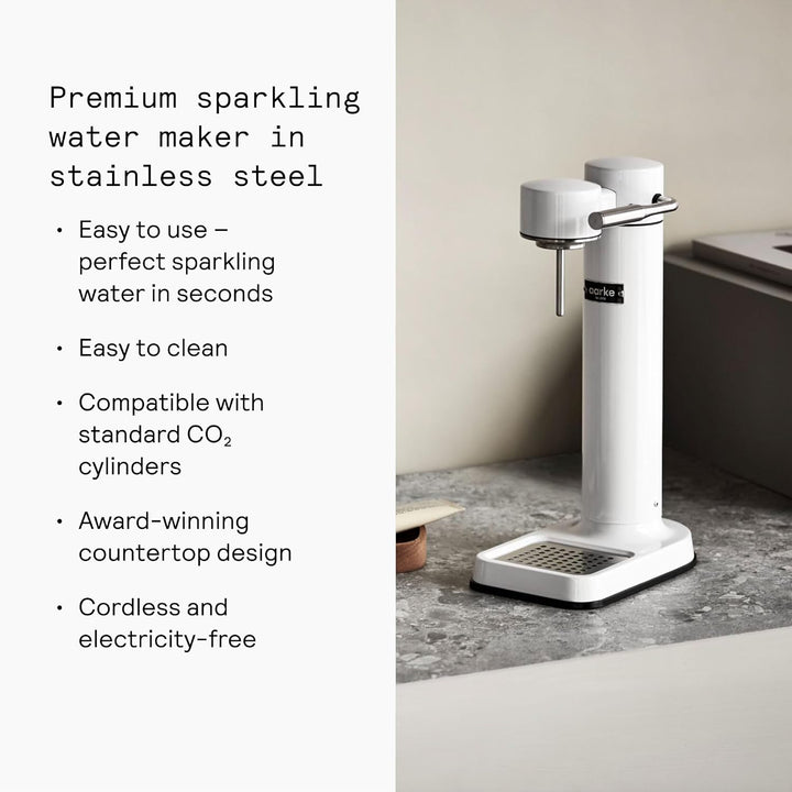 Aarke Carbonator 3, Wassersprudler aus Edelstahl mit BPA-frei Flasche, Weiss Finish
