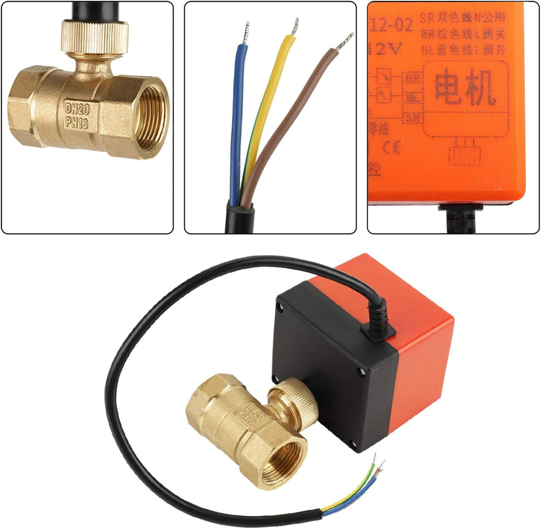 DC 12V G3 / 4 "DN20 Messing 2-Wege-Motorventil mit elektrischer Kugel für die Durchflussregelung, mo