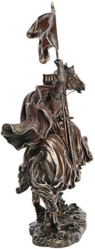 Veronese Design Mittelalterlicher Kreuzritter in Rüstung auf Pferd, Tischstatue