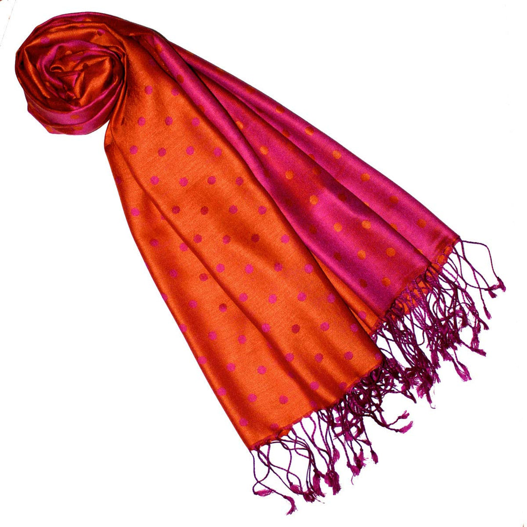 Lorenzo Cana Pashmina 70% Seide 30% Viskose mit Punkten Schaltuch 70 x 190 cm zweifarbig Schal Stola