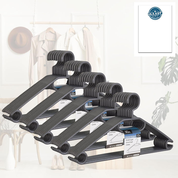 50 Kleiderbügel mit 360 Grad drehbaren Haken recycelter Kunststoff Bügel rutschfest, platzsparend, M