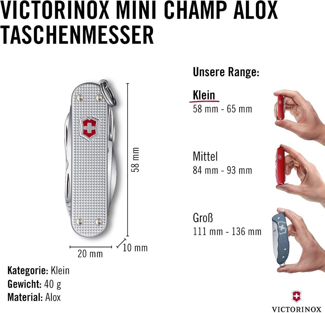 Victorinox Schweizer Taschenmesser, Mini Champ, Swiss Army Knife, Multitool, 14 Funktionen, Brieföff