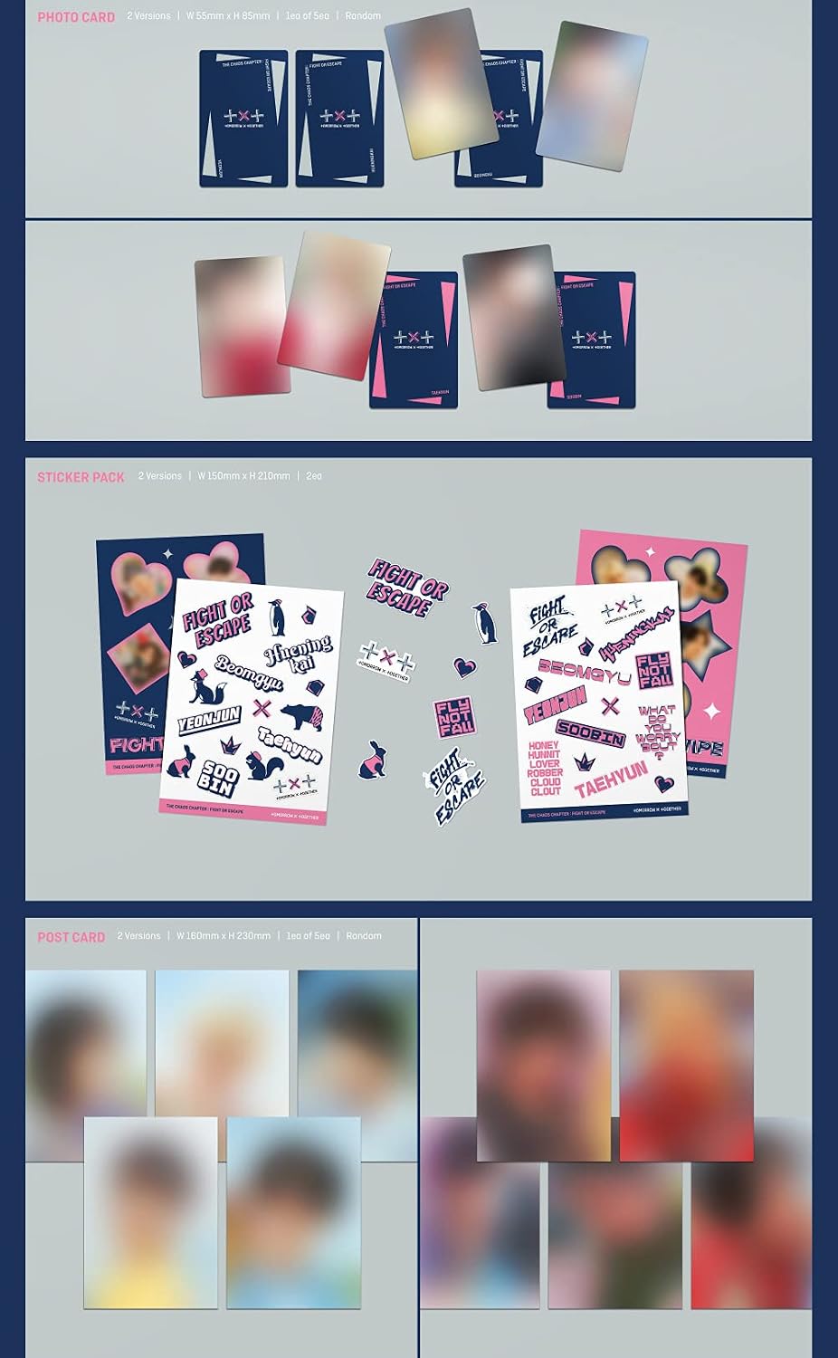 Big Hit Ent. TXT - Chaos Chapter : Fight OR Escape Album+Extra Photocards Set (Fight+Escape ver. Set