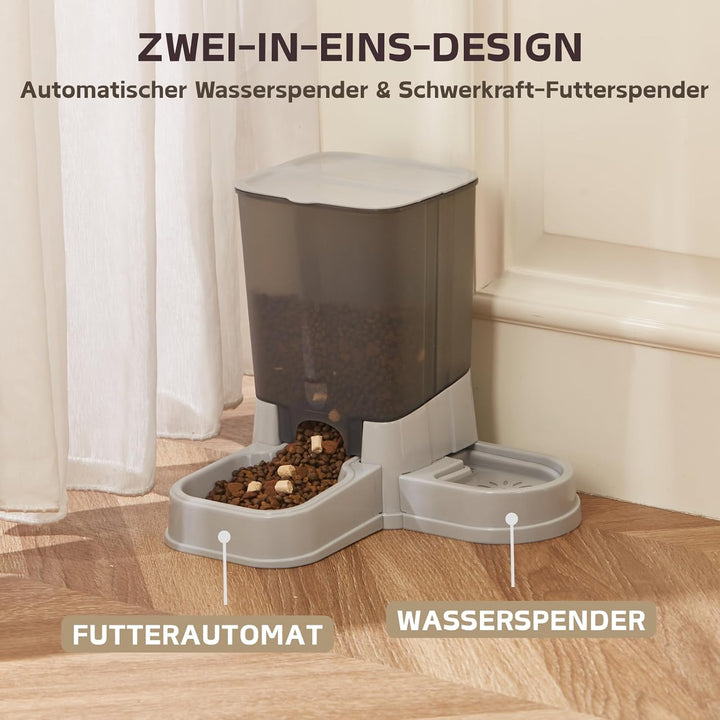 Automatischer 2-in-1 Futterautomat für Haustiere, Abnehmbarer Futter und Wasserspender für Katzen un