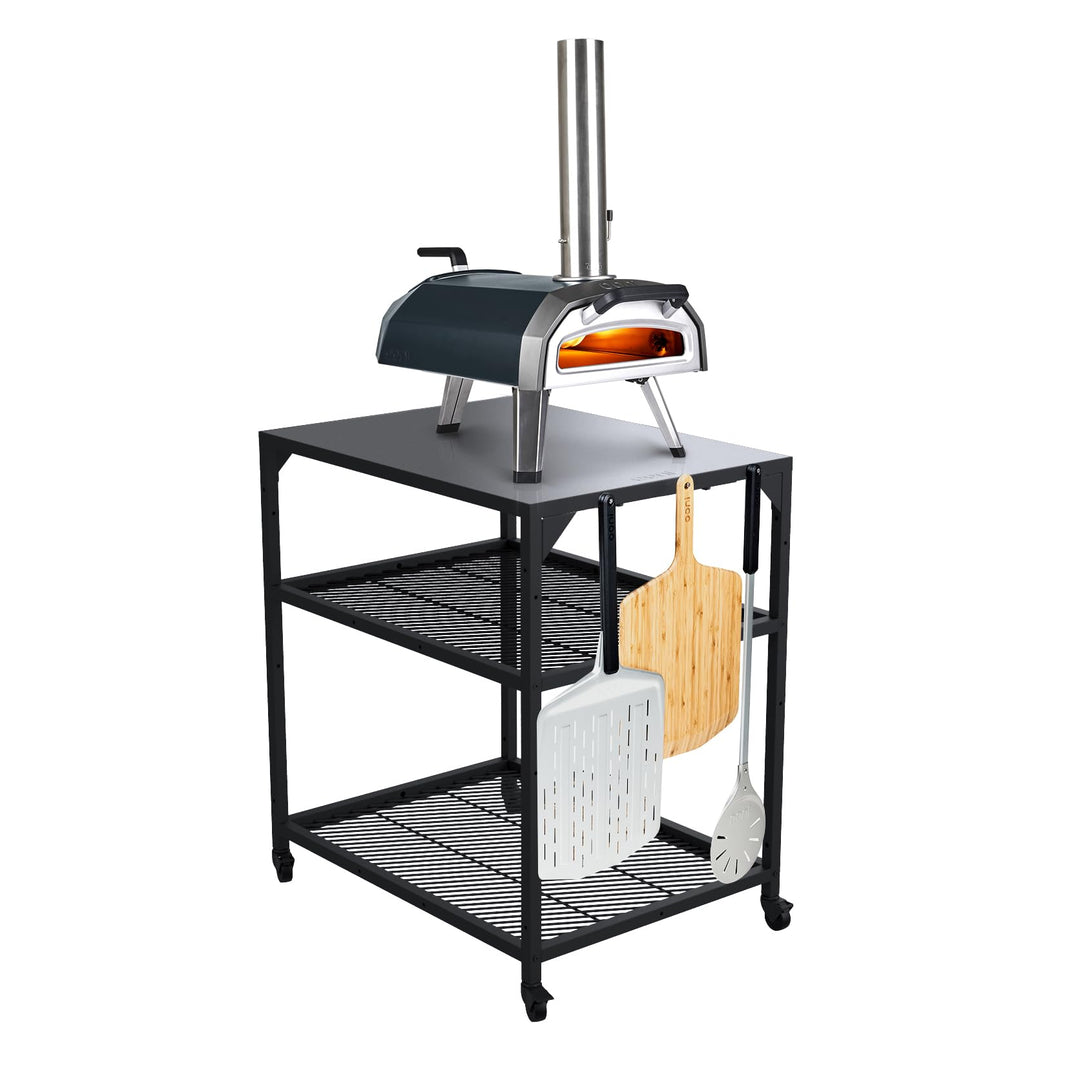 Ooni Modultisch Medium – Outdoor Pizzaofen Tisch (60 x 80 x 90 cm) aus pulverbeschichtetem Karbonsta