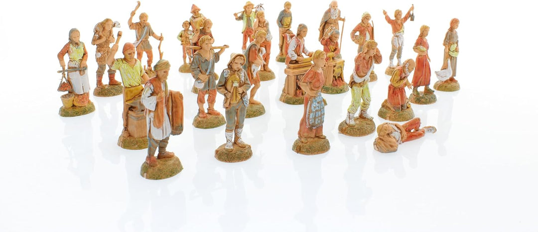Moranduzzo Hirten-Gruppe 24 Figuren für 6 cm Krippe – MINI 6 – Massstab 1:32 – Unzerstörbare, Handbe