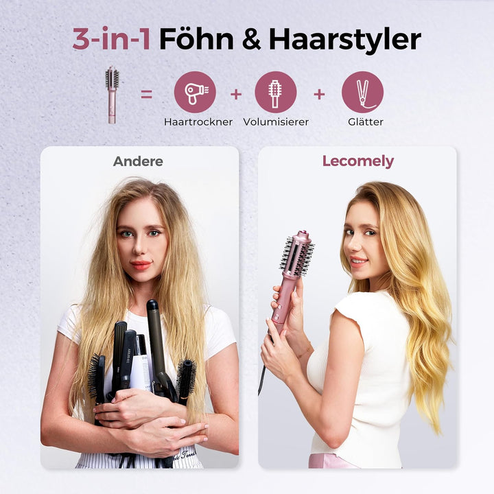 Warmluftbürste/Föhnbürste – leichte Warmluftbürste für schnelles Trocknen, Volumen, Locken und Glätt