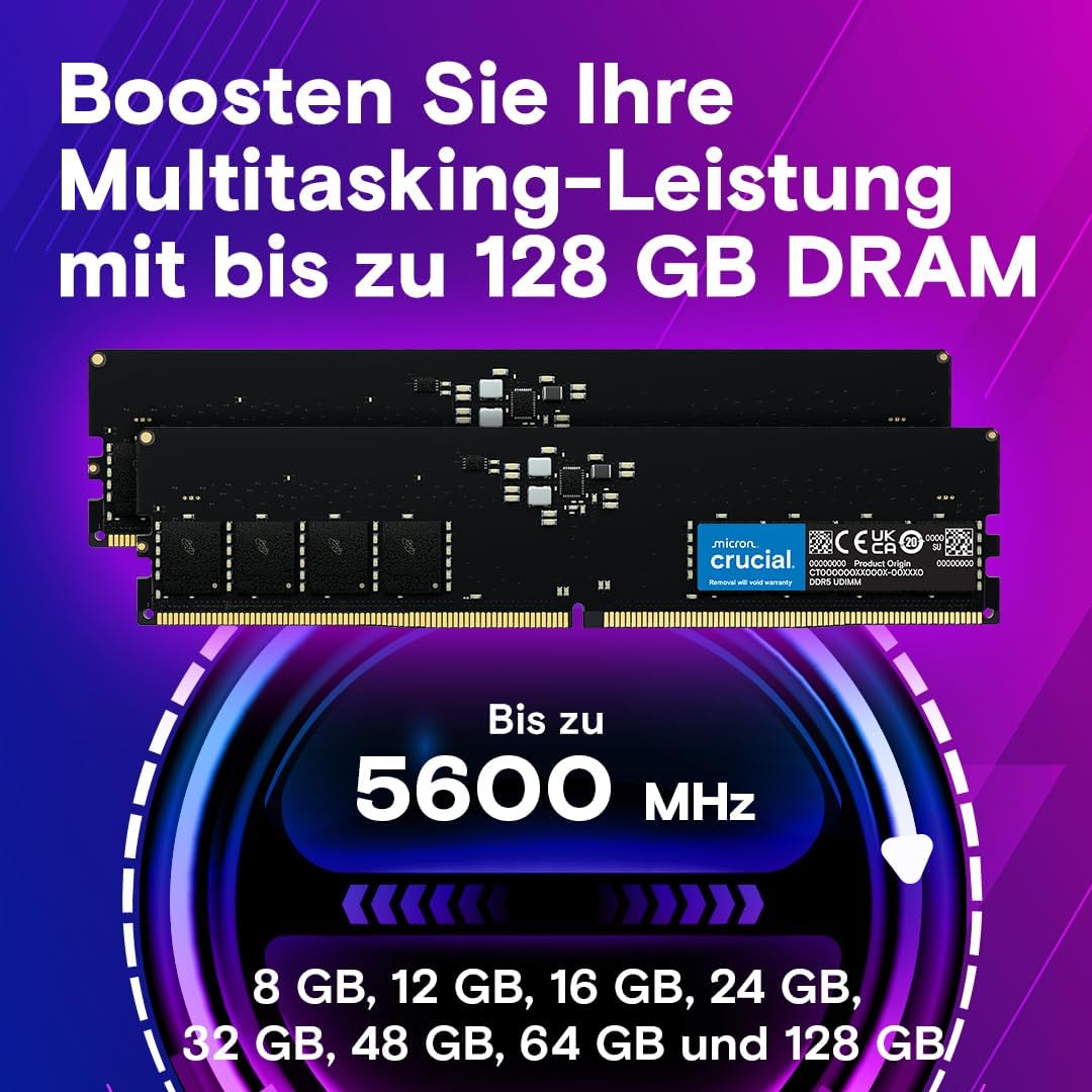 Crucial RAM 16GB Kit (2x8GB) DDR5 5600MHz (oder 5200MHz oder 4800MHz) Desktop Arbeitsspeicher CT2K8G