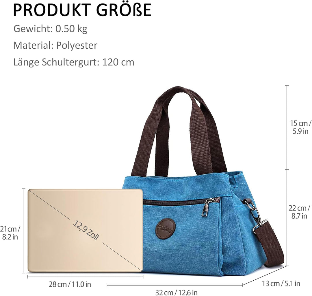 DORRISO Mode Umhängetasche Damen Canvas Handtasche Reise Schultertasche Casual Multifunktionale Umhä